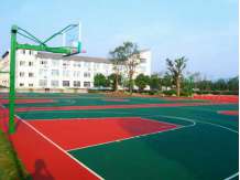 硅PU篮球场室外施工案例-朝阳市体育中心